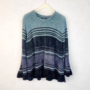 [Denim & Co.] Stripe Blue Sweater